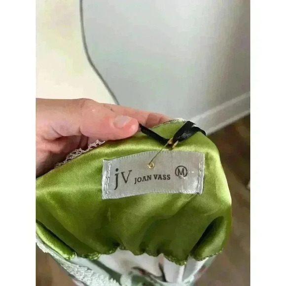 Joan Vass NWT Nightgown Green Pink Floral Buttons Pockets Long Lace M MSRP $58 - Picture 13 of 14